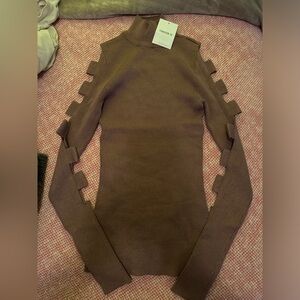 Brown Sweater with Side Bows